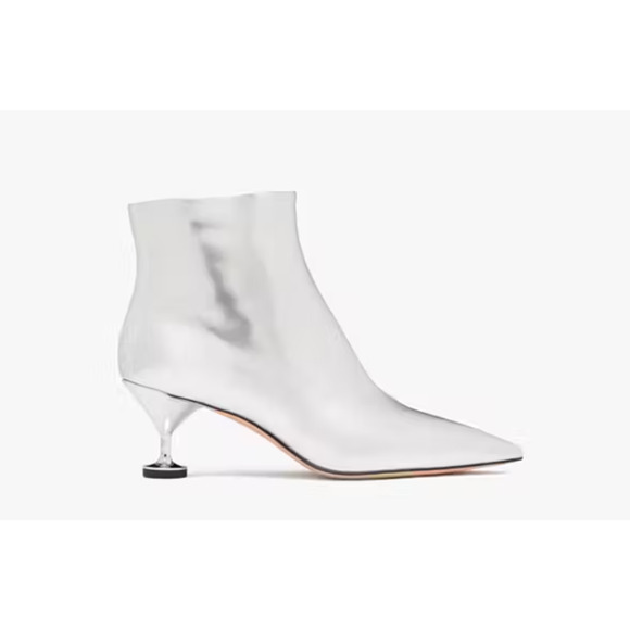 Kate Spade Women Garnish Zip-up Pump Booties Size 9 Silver NWT - Picture 3 of 8
